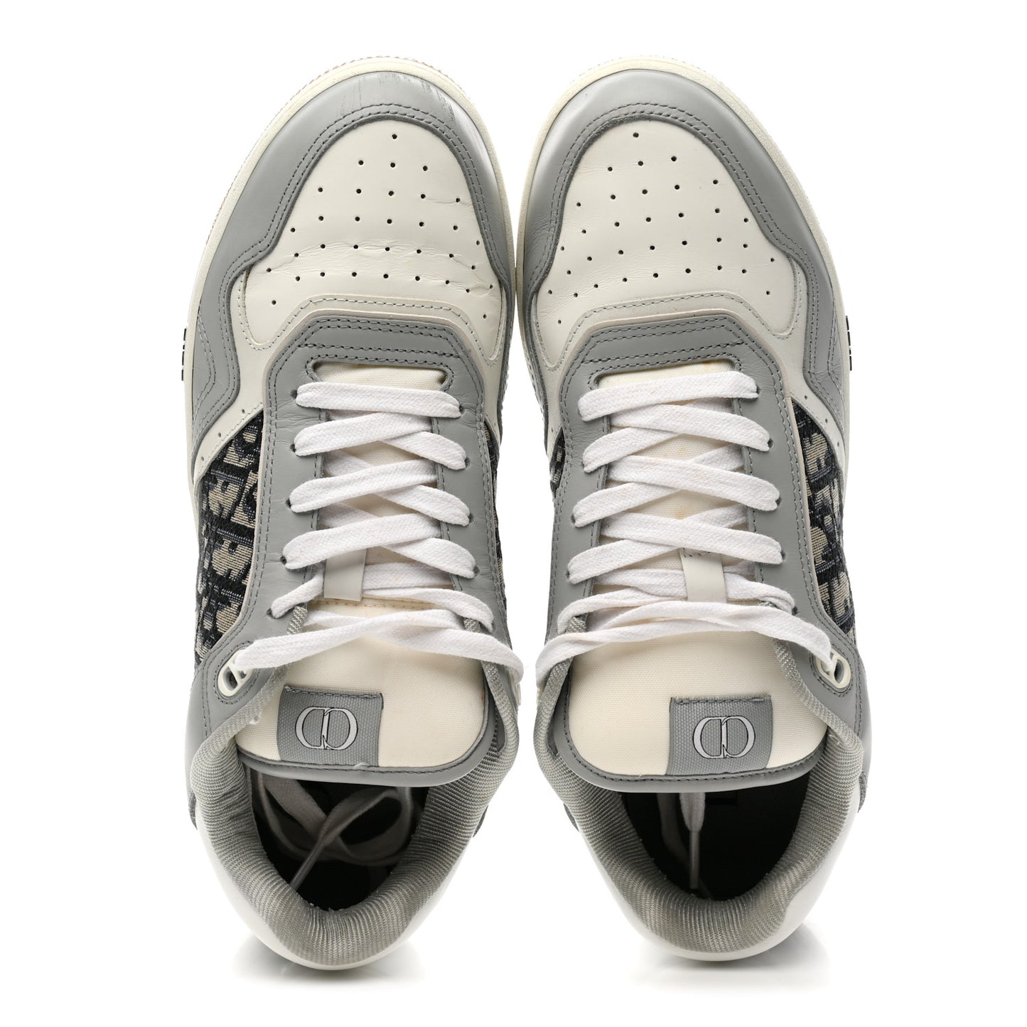 Smooth Calfskin Jacquard Oblique Mens B27 Low Top Sneakers 43 Beige Blue