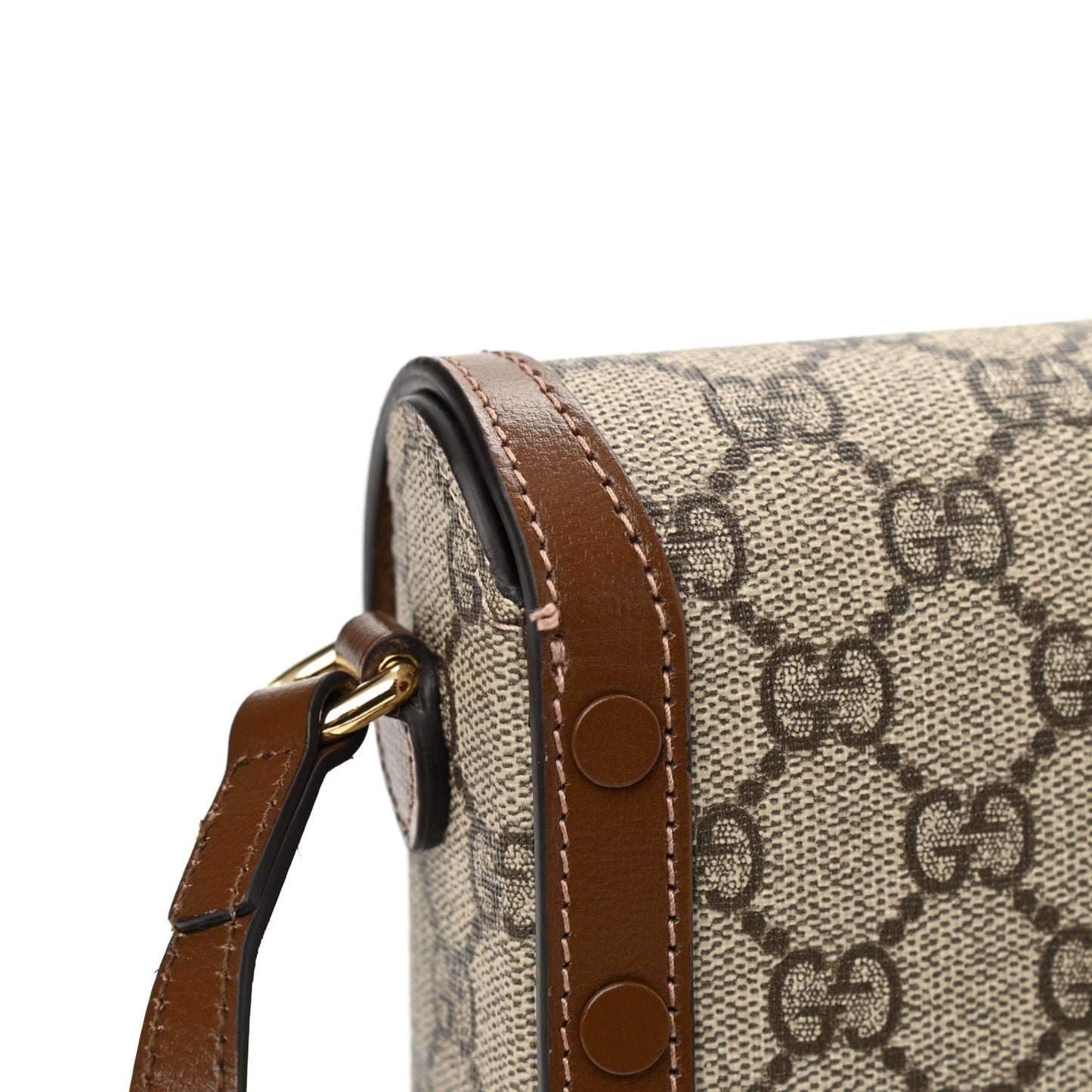 GG Supreme Monogram Mini Horsebit 1955 Shoulder Bag Beige Brown Sugar