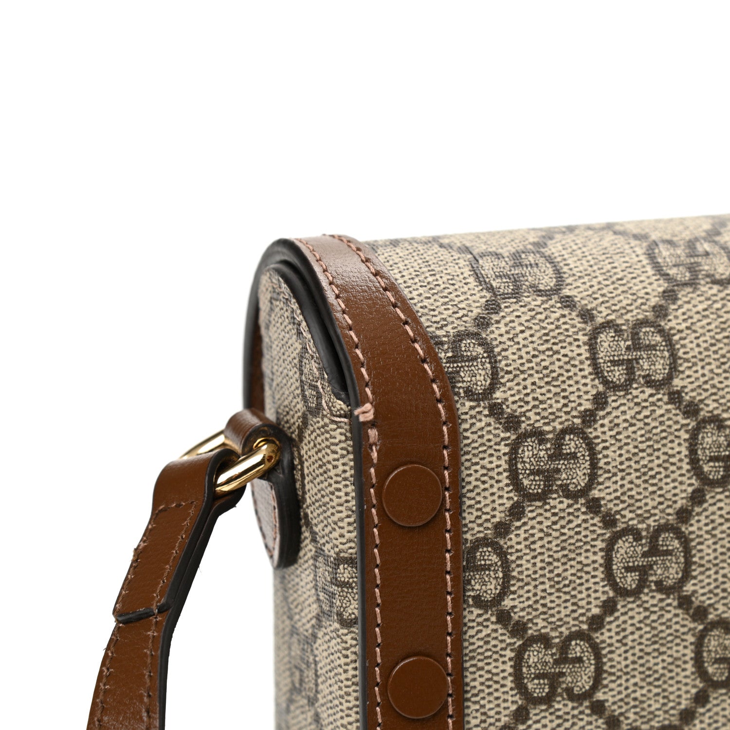Gucci GG Supreme Monogram Mini Horsebit 1955 Shoulder Bag Beige Brown Sugar 3 of 8