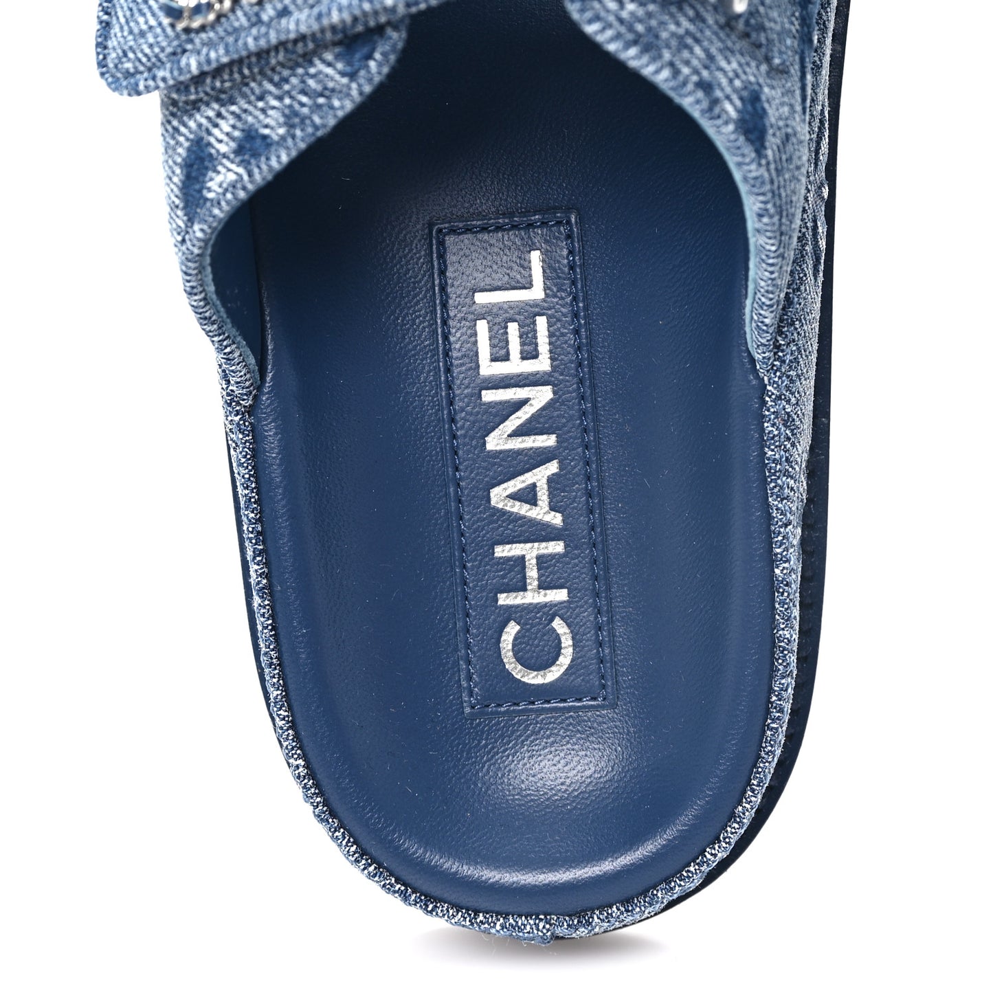 Denim CC Velcro Dad Chain CC Slide Sandals 37 Blue