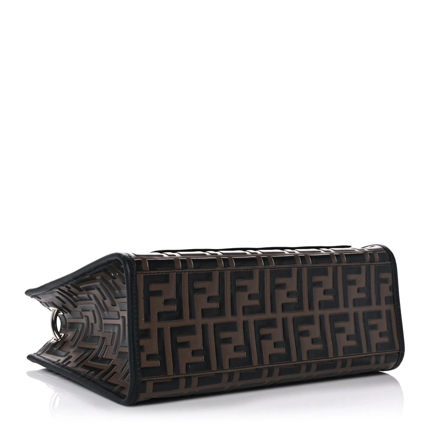 Vitello Century Wicker Bi-Color FF 1974 Embossed Small Runaway Shopper Tote Maya Black