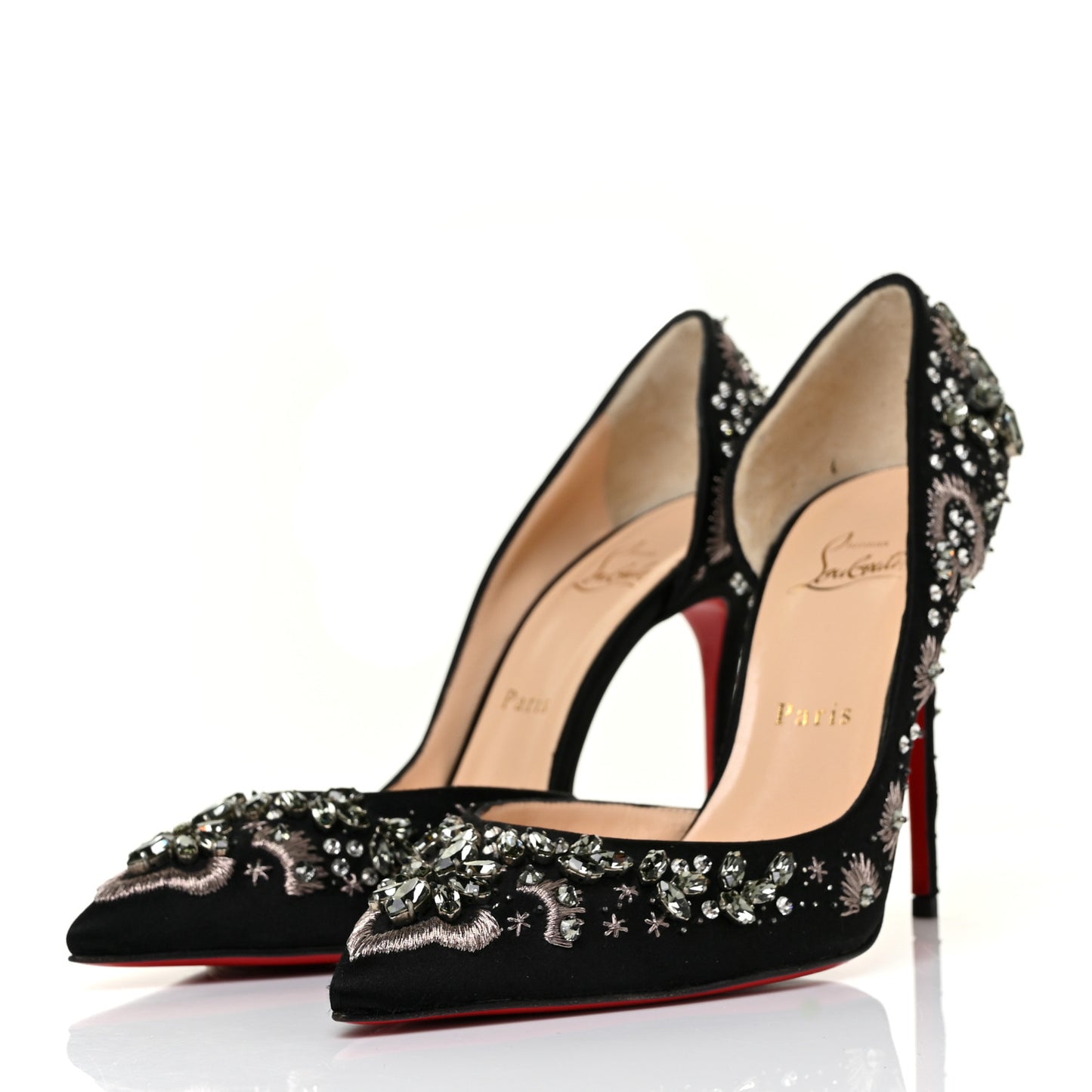 Satin Crystal Embellished Artifice 120 Pumps 39.5 Black