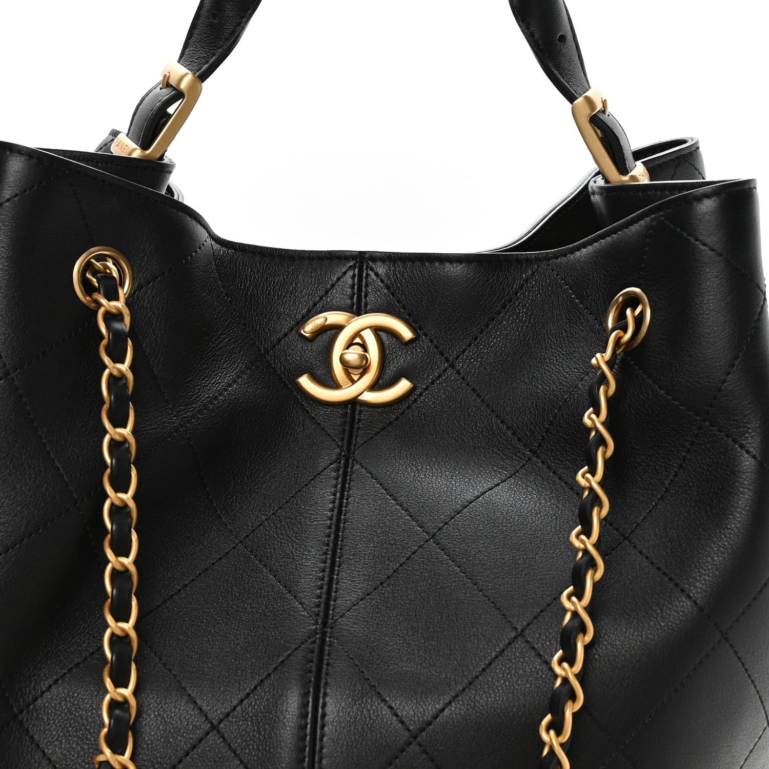 Chanel Calfskin Quilted Large Coco Base Shopping Bag Black 8 of 10