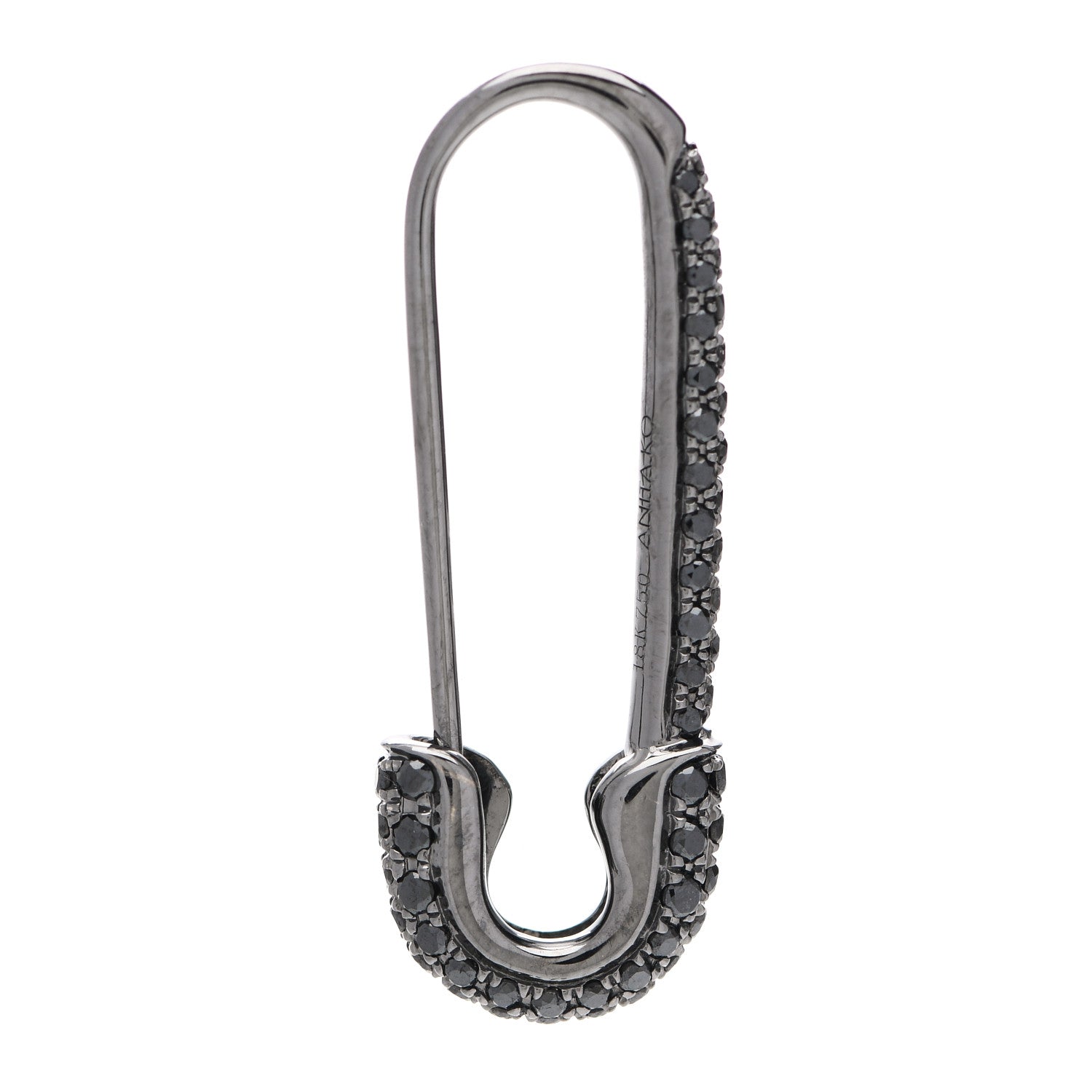 Anita Ko 18K Black Gold Black Diamond Safety Pin Earring 1 of 4