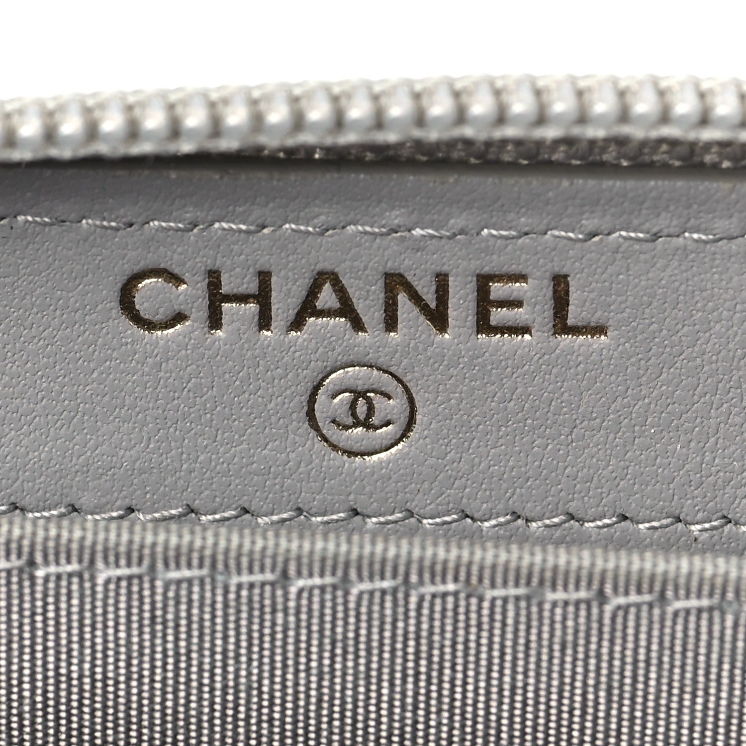 Chanel Caviar Quilted Boy Zip Around Coin Purse Wallet Grey 6 of 9