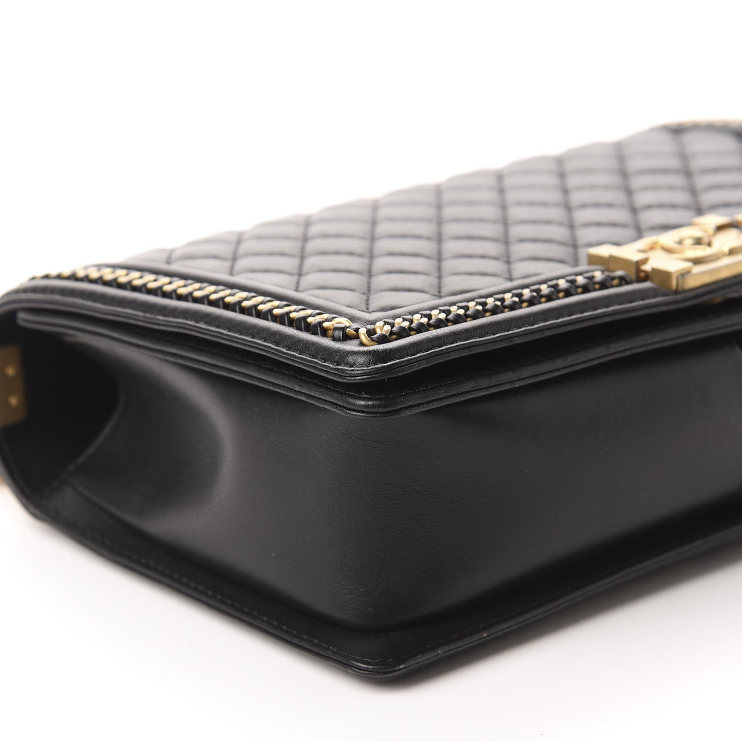 Calfskin Quilted New Medium Boy Top Handle Flap Black