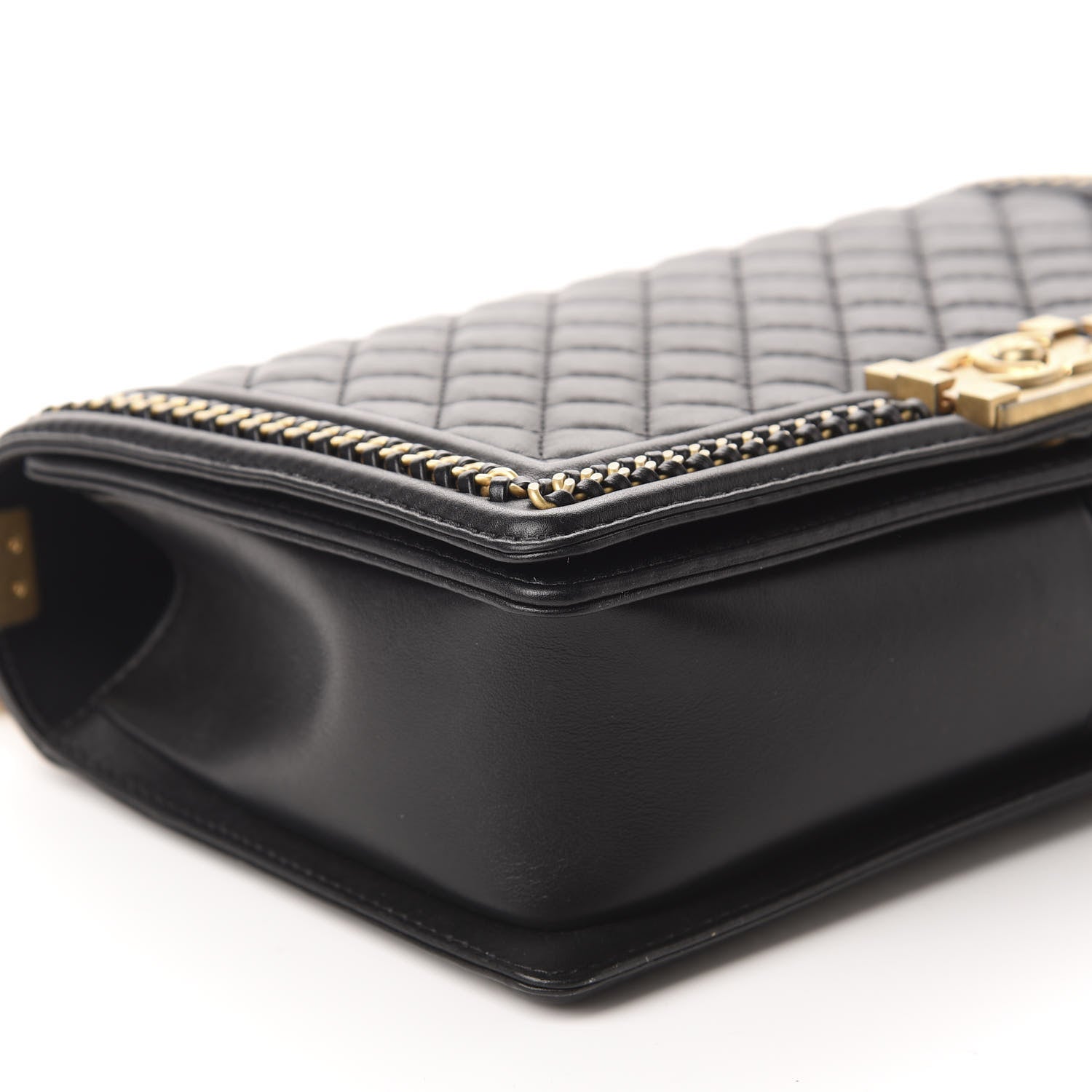 Chanel Calfskin Quilted New Medium Boy Top Handle Flap Black 6 of 11
