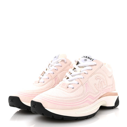 Chanel Fabric CC Womens Sneakers 38 Black 37 Light Pink 4 of 10