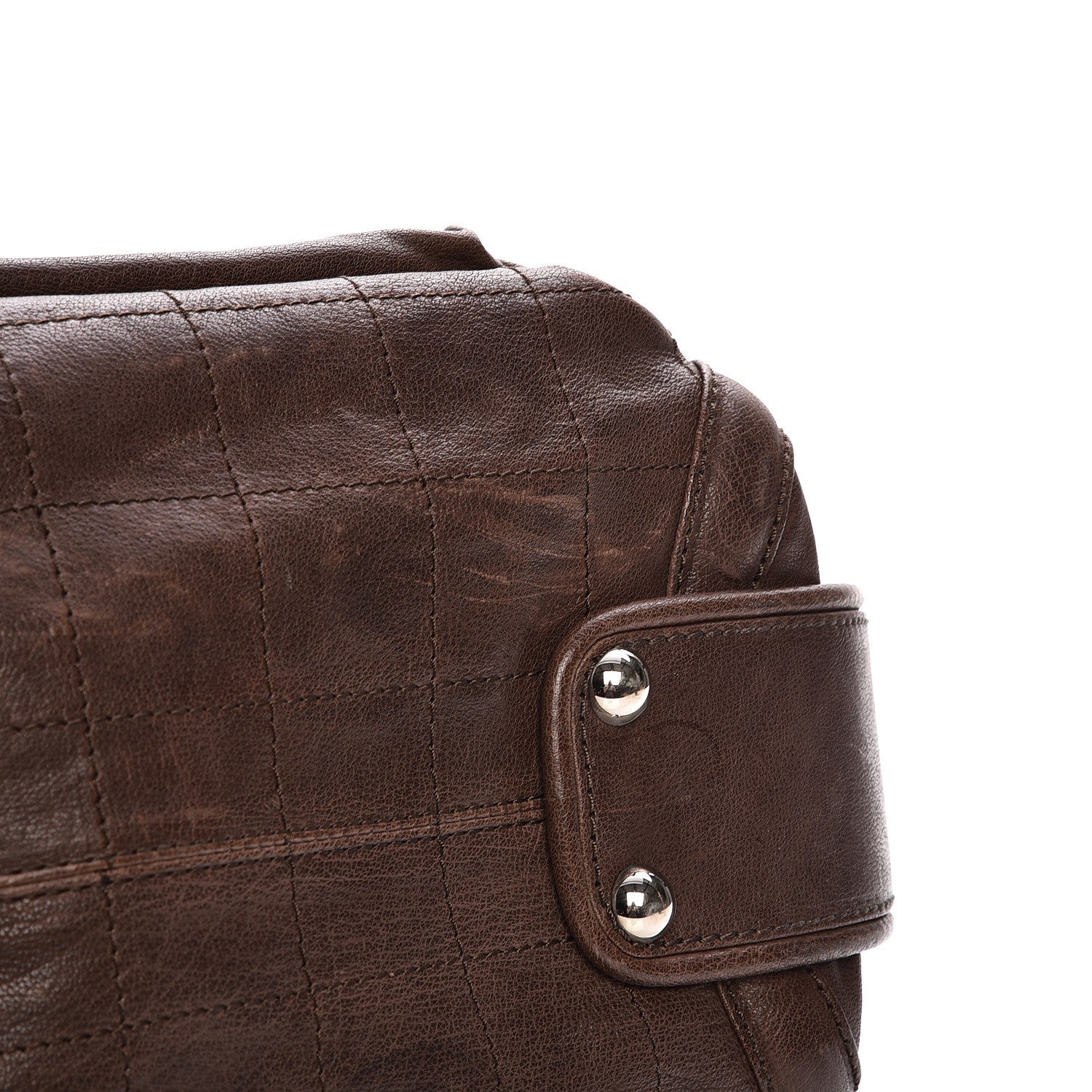 Chanel Calfskin Square Stitch Round Bowling Bag Brown 6 of 14