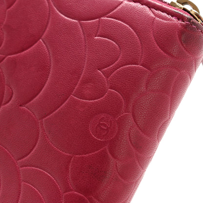 Chanel Lambskin Camellia Embossed Large Gusset Zip Around Wallet Fuchsia 12 of 12