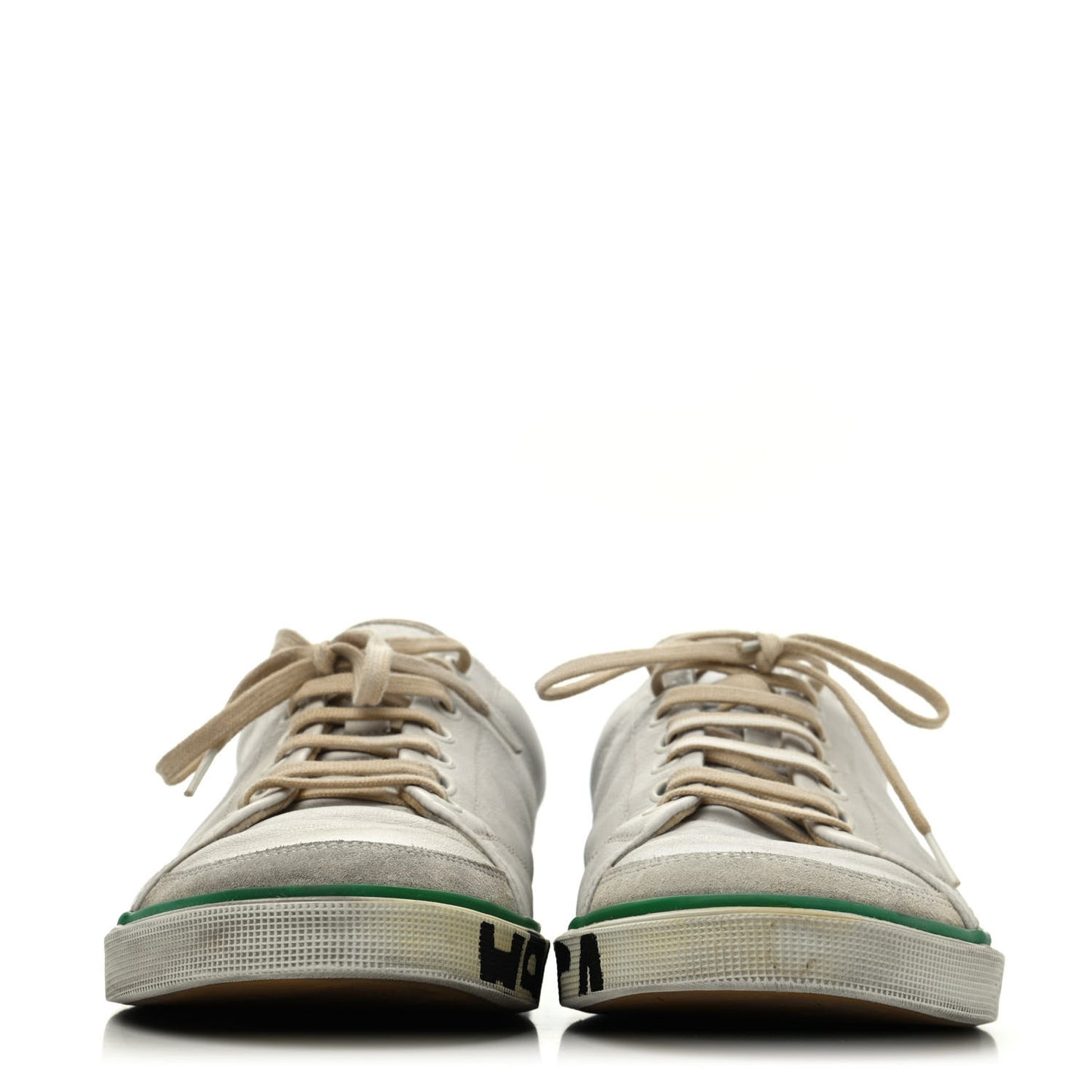 Calfskin Distressed Mens Match Tennis Sneakers 44 White