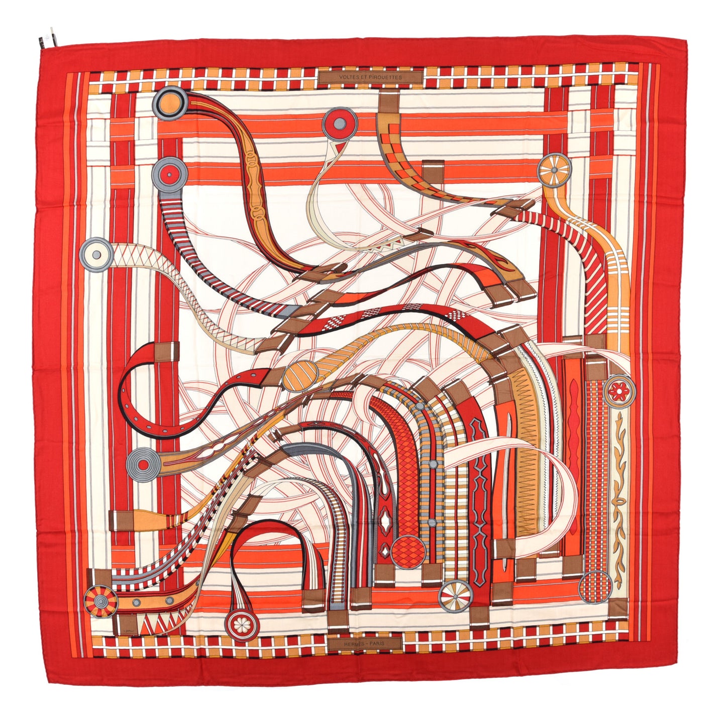 Cashmere Silk Voltes Et Pirouettes Shawl 140 Rouge Creme Beige