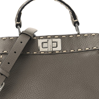 Fendi Vitello Granato Camoscio Selleria Macro Stitchings Small Peekaboo I SEE U Satchel Tartufo 7 of 9