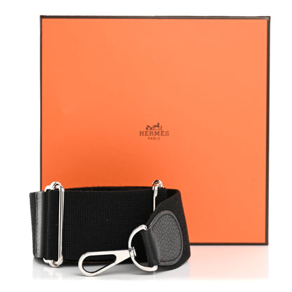 Hermes Toile Taurillon Clemence Shoulder Strap Black 5 of 5