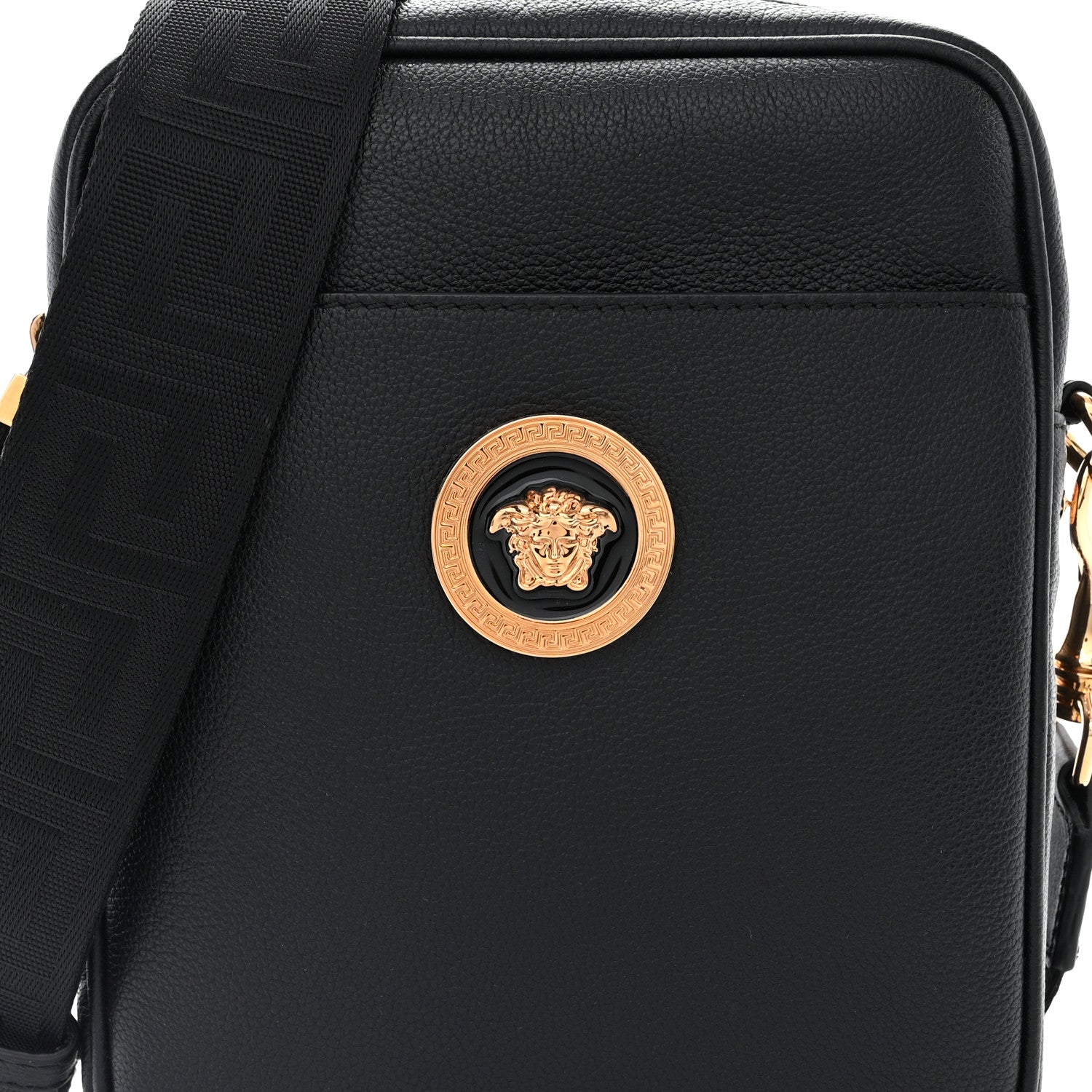 Versace Grained Calfskin Small Medusa Messenger Bag Black 7 of 9