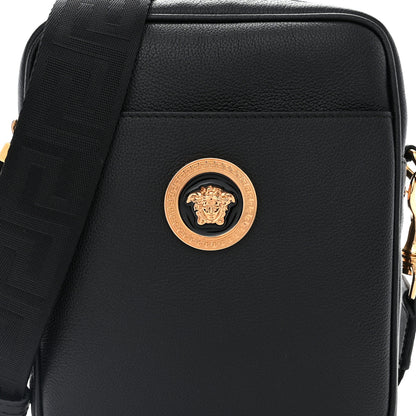 Versace Grained Calfskin Small Medusa Messenger Bag Black 7 of 9