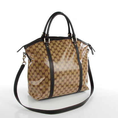 Gucci Crystal Monogram Large GG Charm Dome Satchel Dark Brown 3 of 7