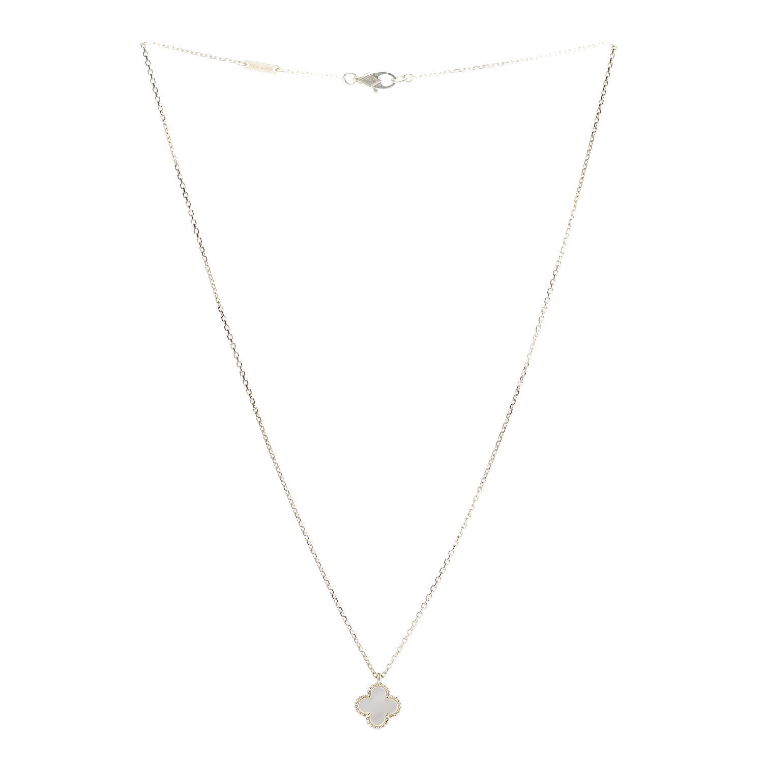 Van Cleef & Arpels 18K Yellow Gold Mother of Pearl Sweet Alhambra Pendant Necklace 3 of 7