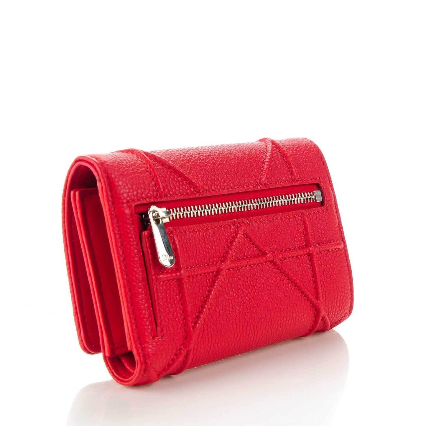Grained Calfskin Cannage Diorama Elancee Wallet Red