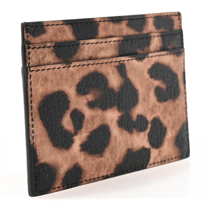 Saint Laurent Calfskin Leopard Print Card Case Manto Naturale 3 of 7