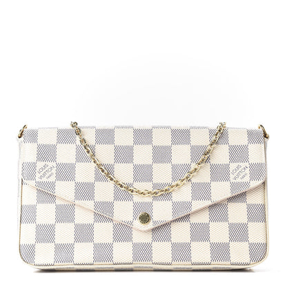Louis Vuitton Damier Azur Pochette Felicie Chain Wallet Rose Ballerine 1 of 10