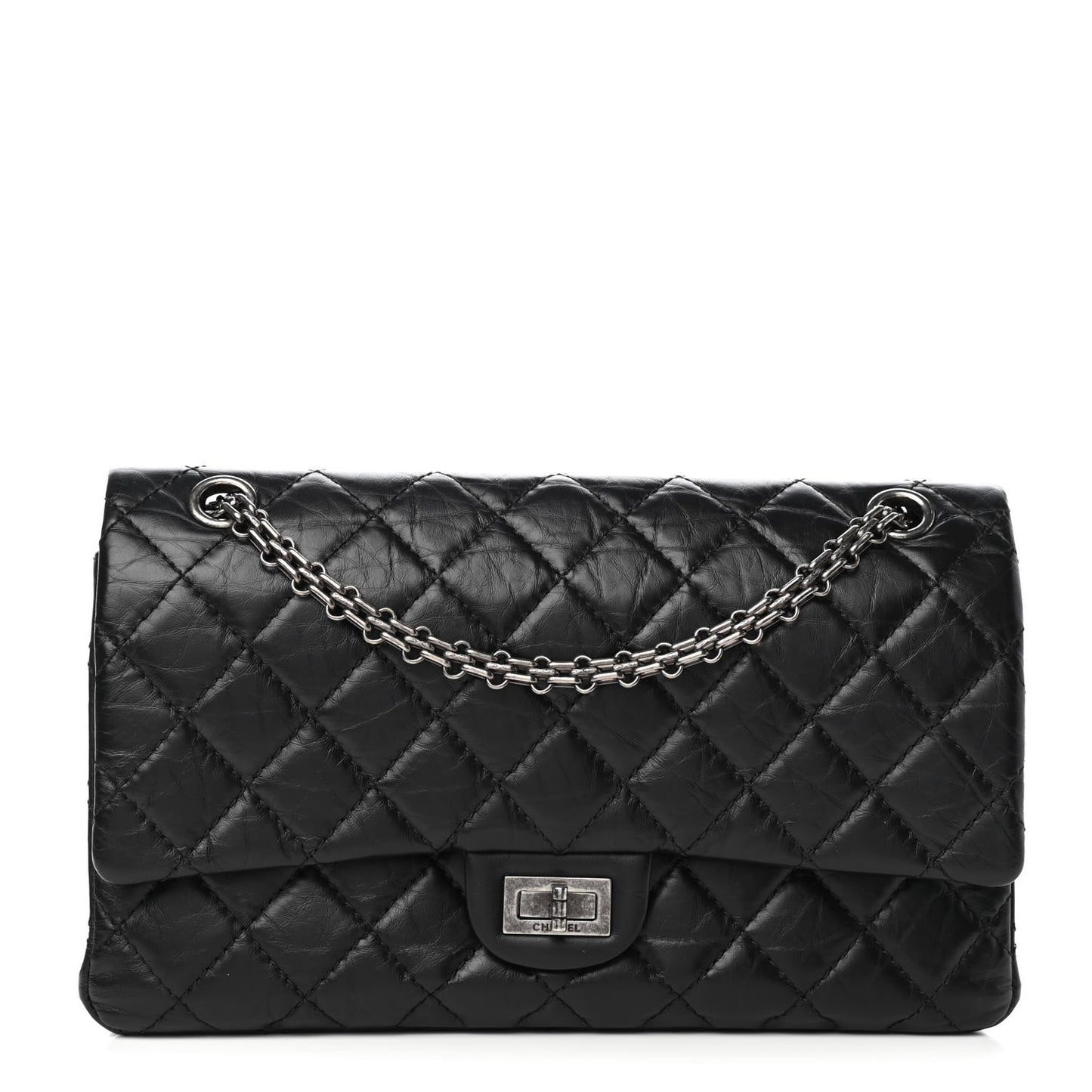 Aged Calfskin Quilted 2.55 Reissue 226 Flap Black