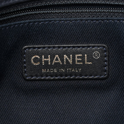 Chanel Iridescent Calfskin Triple Stitched Medium Flap Navy 7 of 16