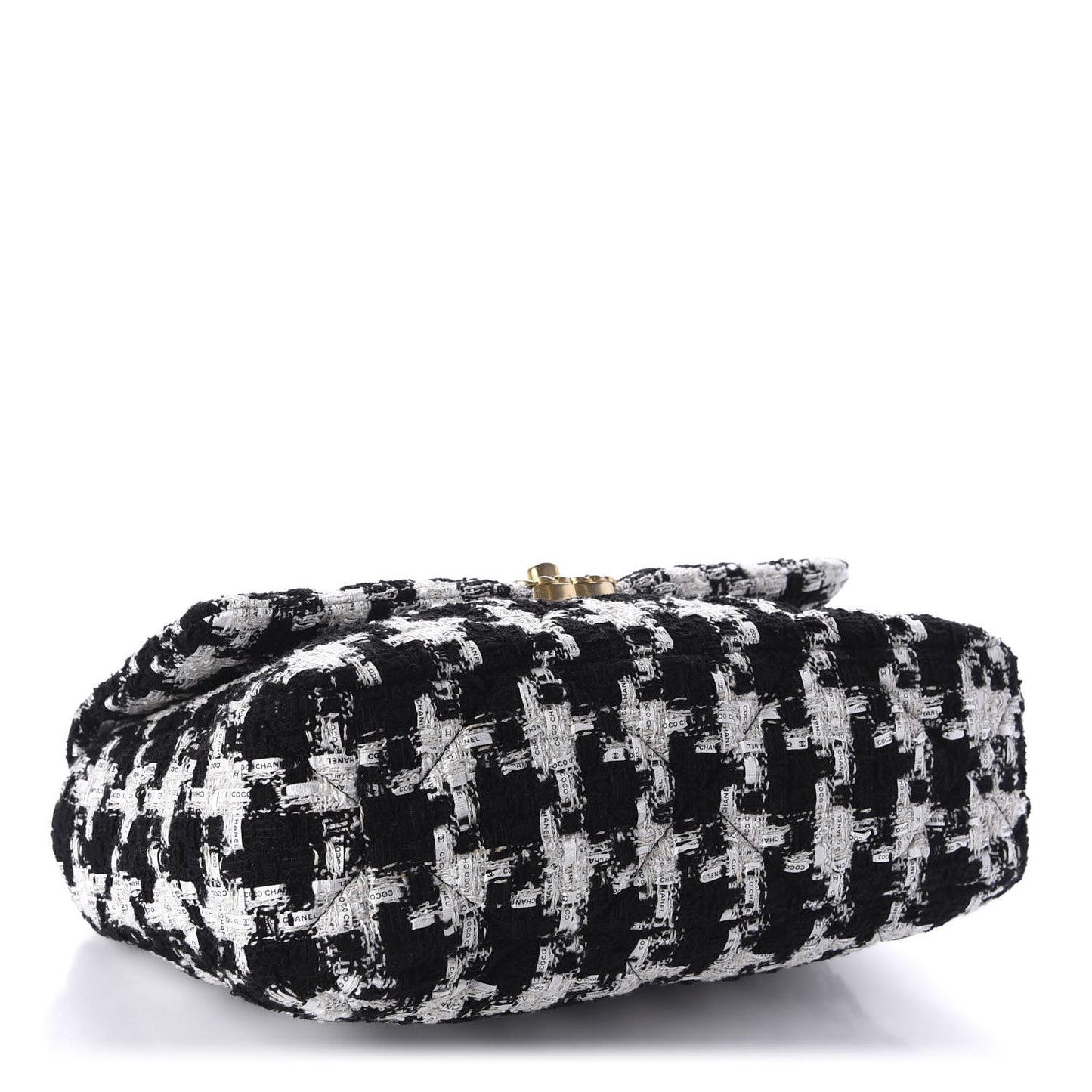 Tweed Quilted Large 19 Flap Black Ecru White