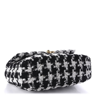 Chanel Tweed Quilted Large 19 Flap Black Ecru White 4 of 11