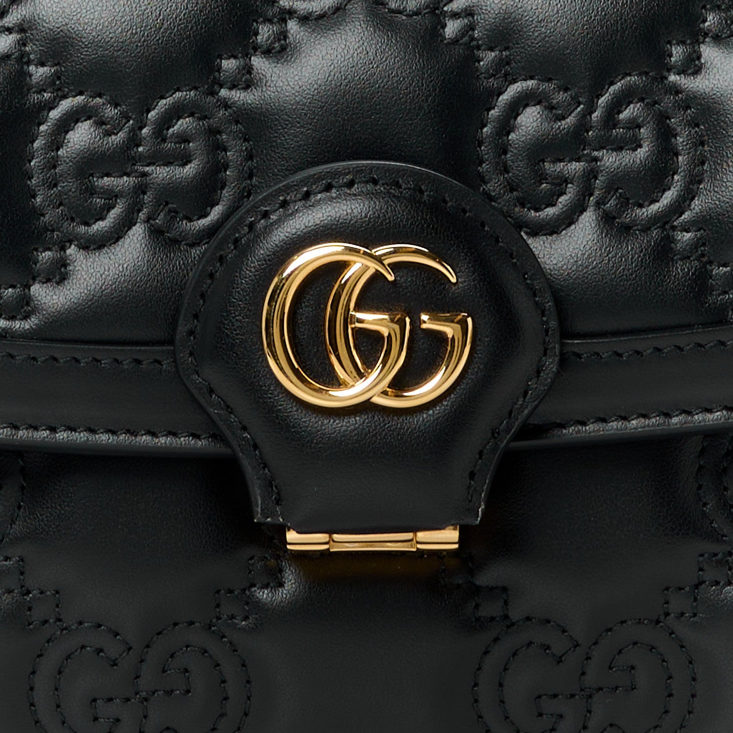 Gucci Calfskin GG Matelasse Small Flap Shoulder Bag Black Natural 10 of 13