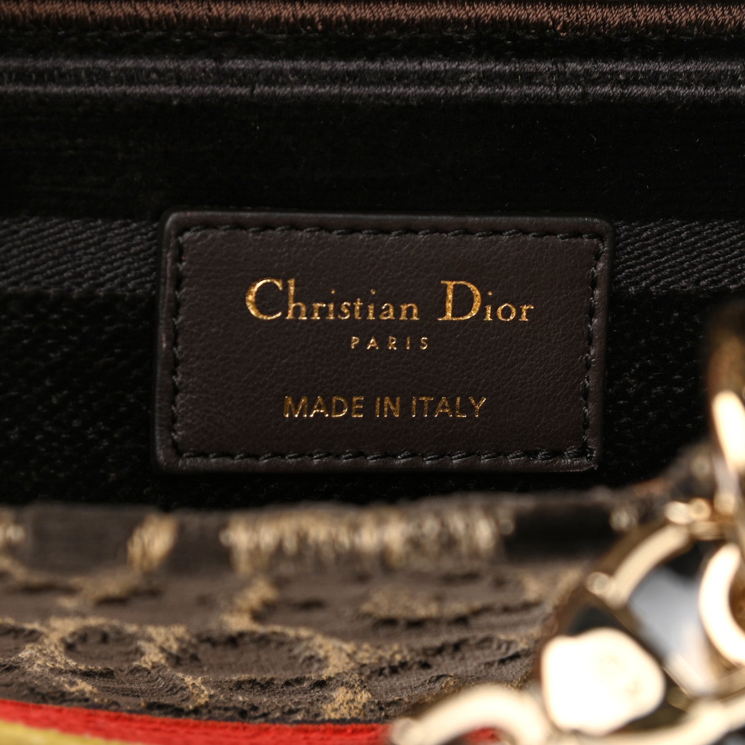 Christian Dior Velvet Mizza Embroidered Medium Lady D-Lite Beige Multicolor 7 of 9