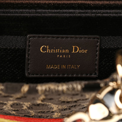 Christian Dior Velvet Mizza Embroidered Medium Lady D-Lite Beige Multicolor 7 of 9