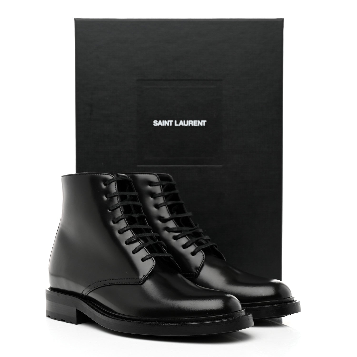 Saint Laurent Calfskin Womens Army Combat Boots 38 Black 9 of 9
