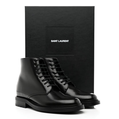 Saint Laurent Calfskin Womens Army Combat Boots 38 Black 9 of 9