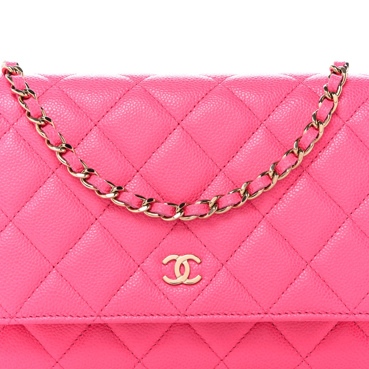 Chanel Caviar Quilted Wallet on Chain WOC Fuchsia 9 of 15