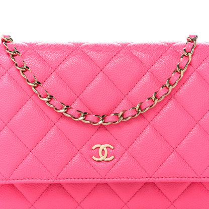 Chanel Caviar Quilted Wallet on Chain WOC Fuchsia 9 of 15