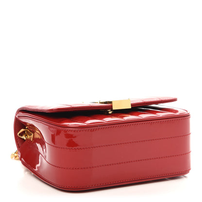 Saint Laurent Patent Matelasse Monogram Small Vicky Chain Bag Red 4 of 12