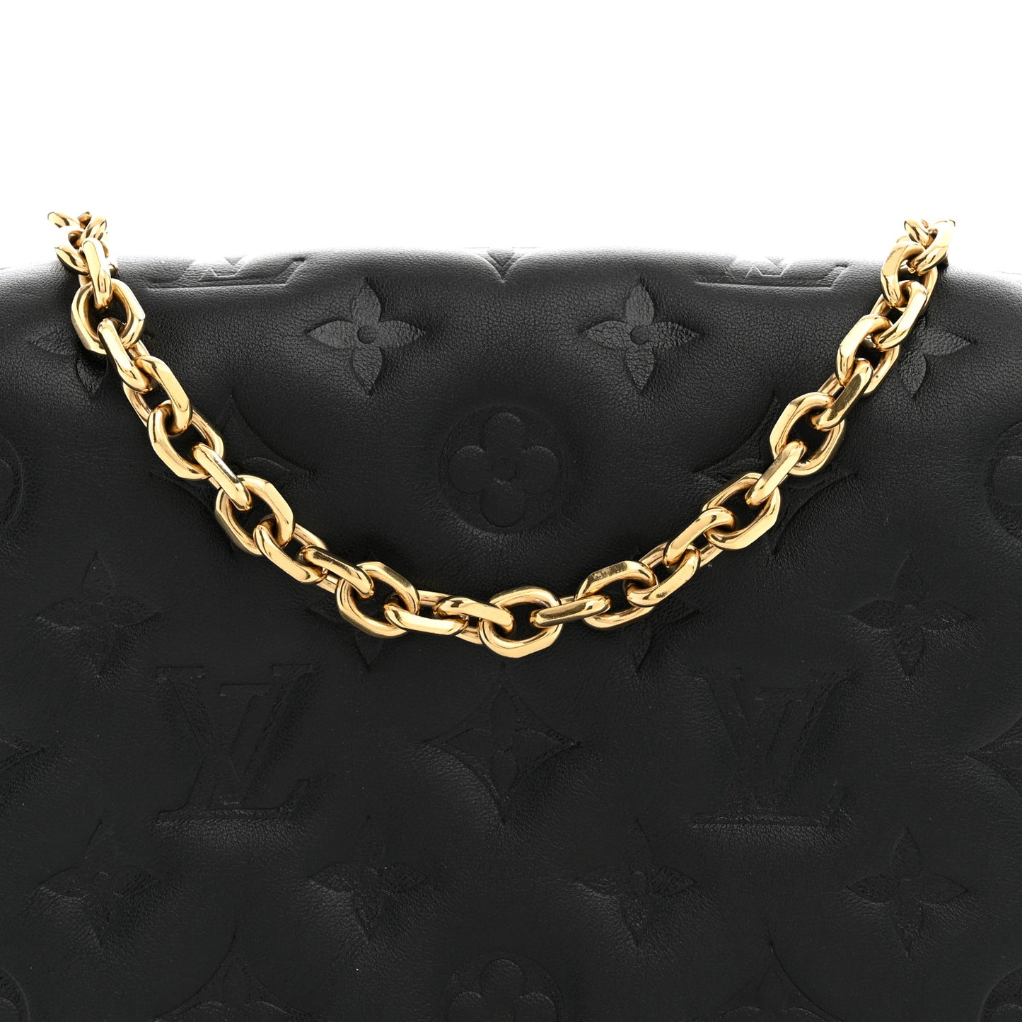 Lambskin Embossed Monogram Pochette Coussin Black