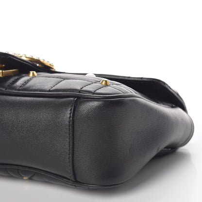 Gucci Calfskin Matelasse Studded Small Pearly GG Marmont Shoulder Bag Black 9 of 15