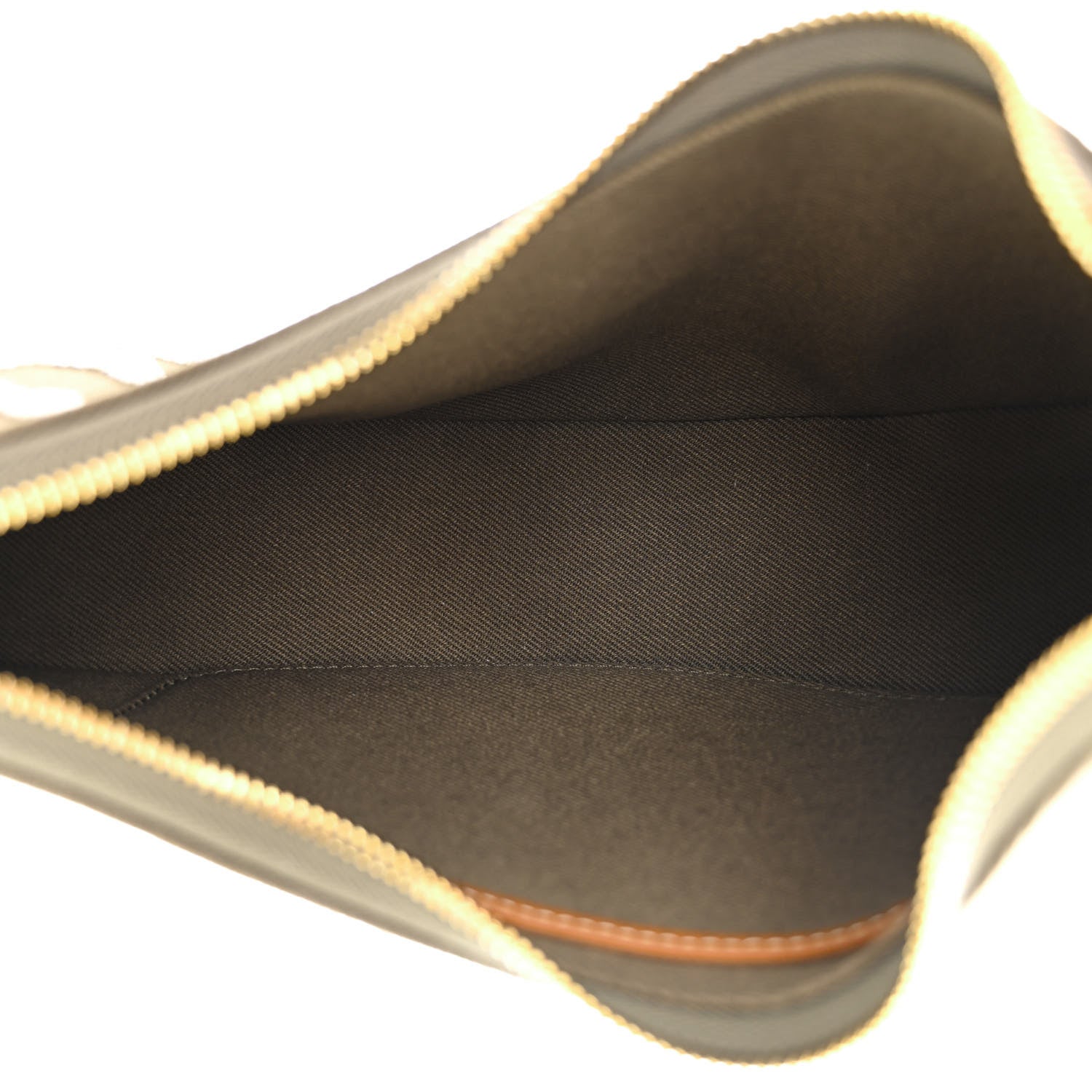 Celine Cotton Gabardine Bouclette Embroidered Medium Strap Ava Triomphe Shoulder Bag Khaki Tan 5 of 10
