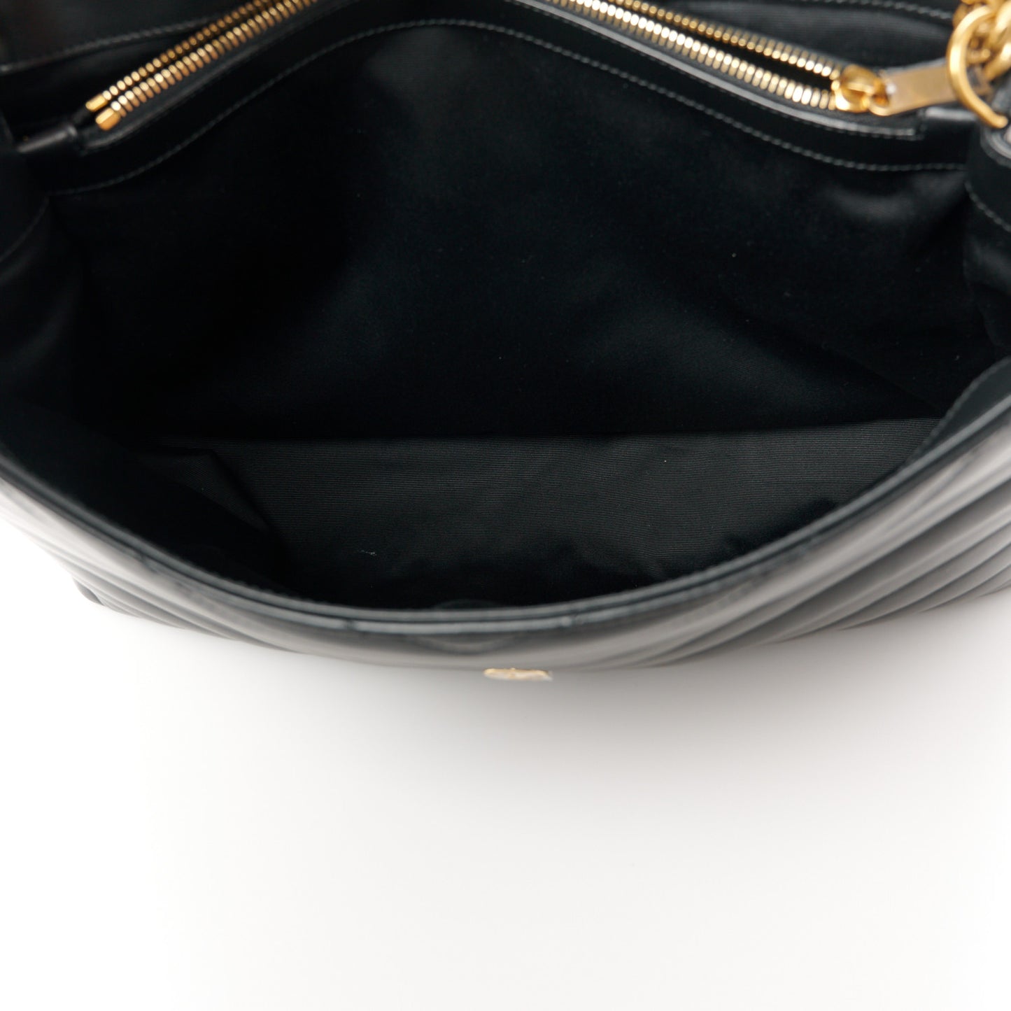 Calfskin Y Quilted Monogram Large Loulou Chain Satchel Black