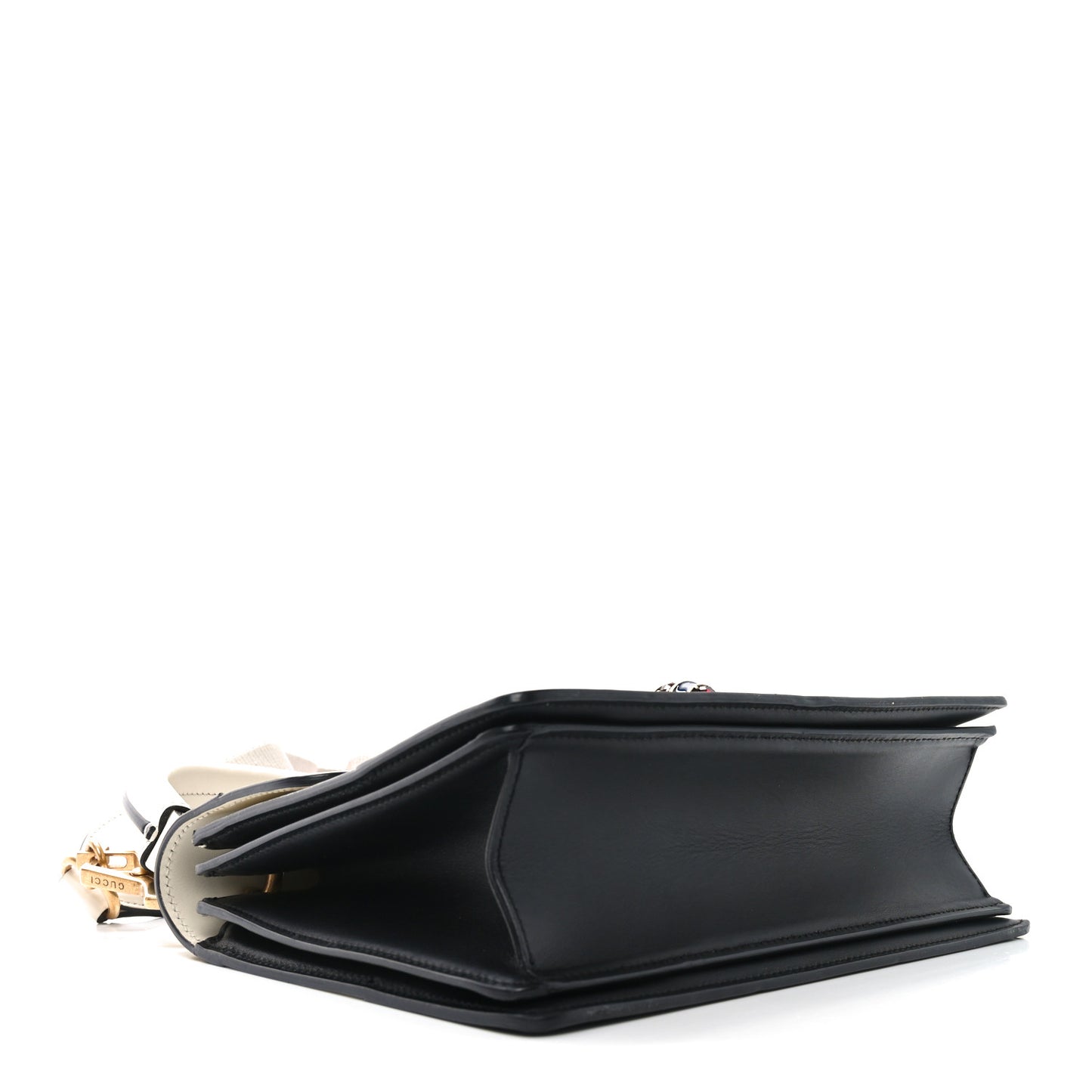 Calfskin Sylvie Web Small Queen Margaret Top Handle Bag Black White