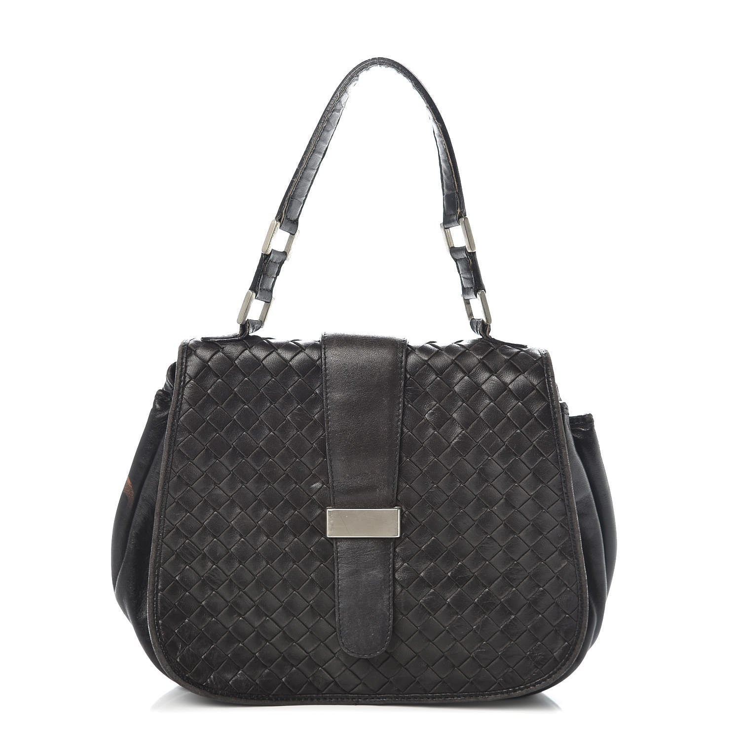 Bottega Veneta BOTTEGA VENETA Nappa Intrecciato Flap Bag Black 1 of 12