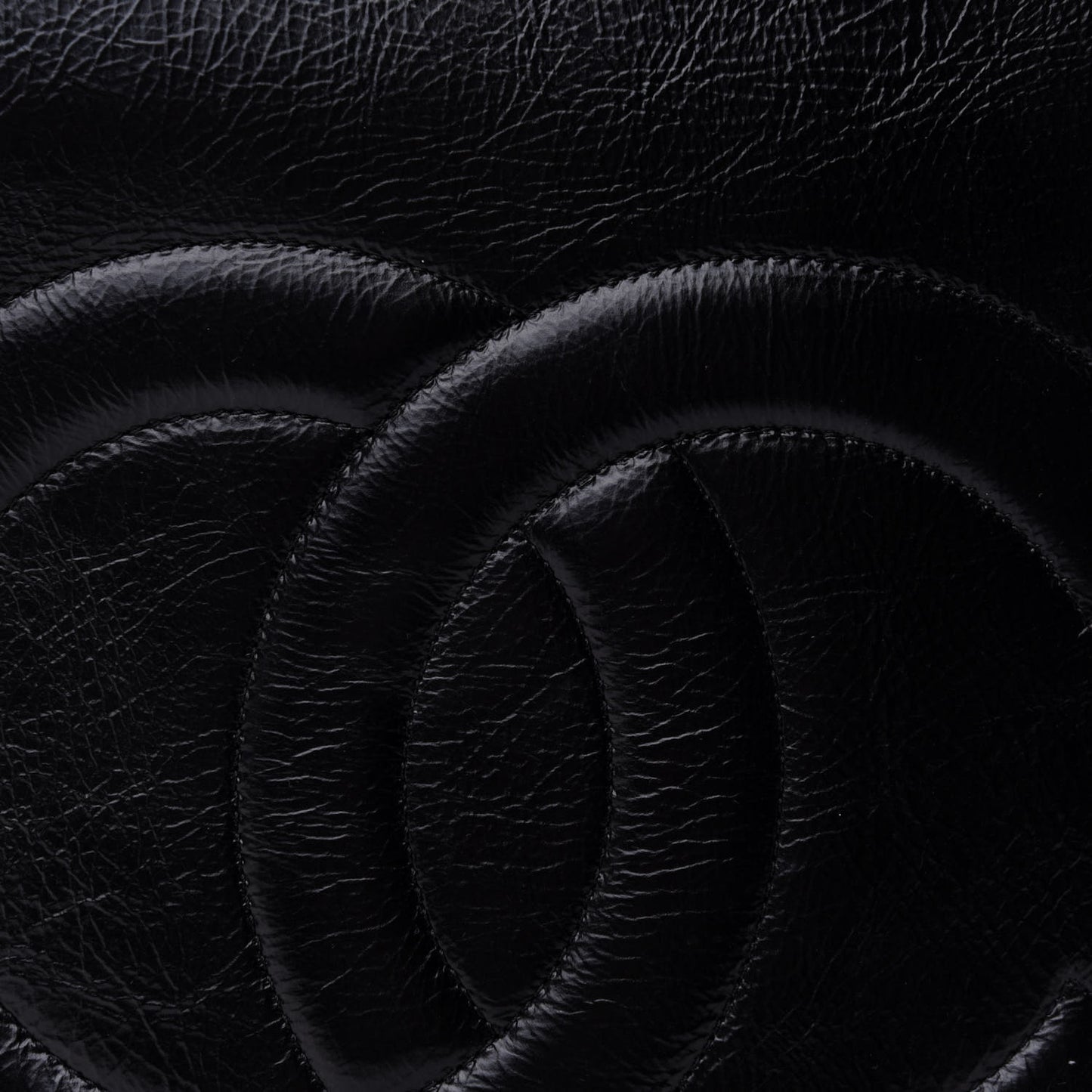 Shiny Aged Calfskin North South Shopping Bag Black
