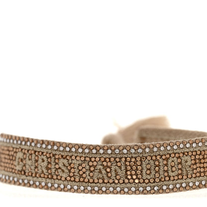 Christian Dior Woven Cotton Crystal Embroidered J'Adior Friendship Bracelet Blue Gold 4 of 5