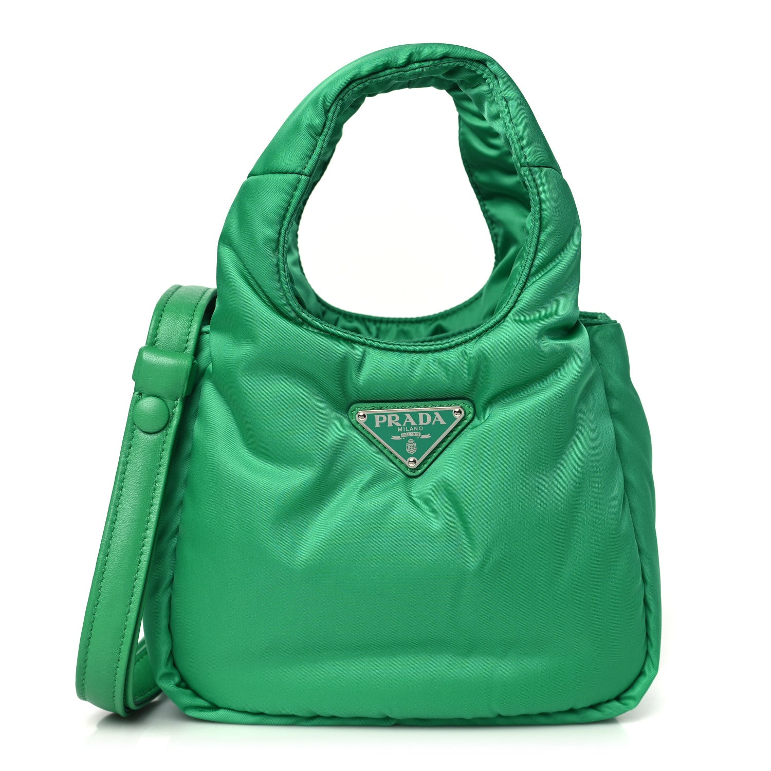 Prada Re-Nylon Soft Padded Small Double Handled Shoulder Bag Mango 1 of 9