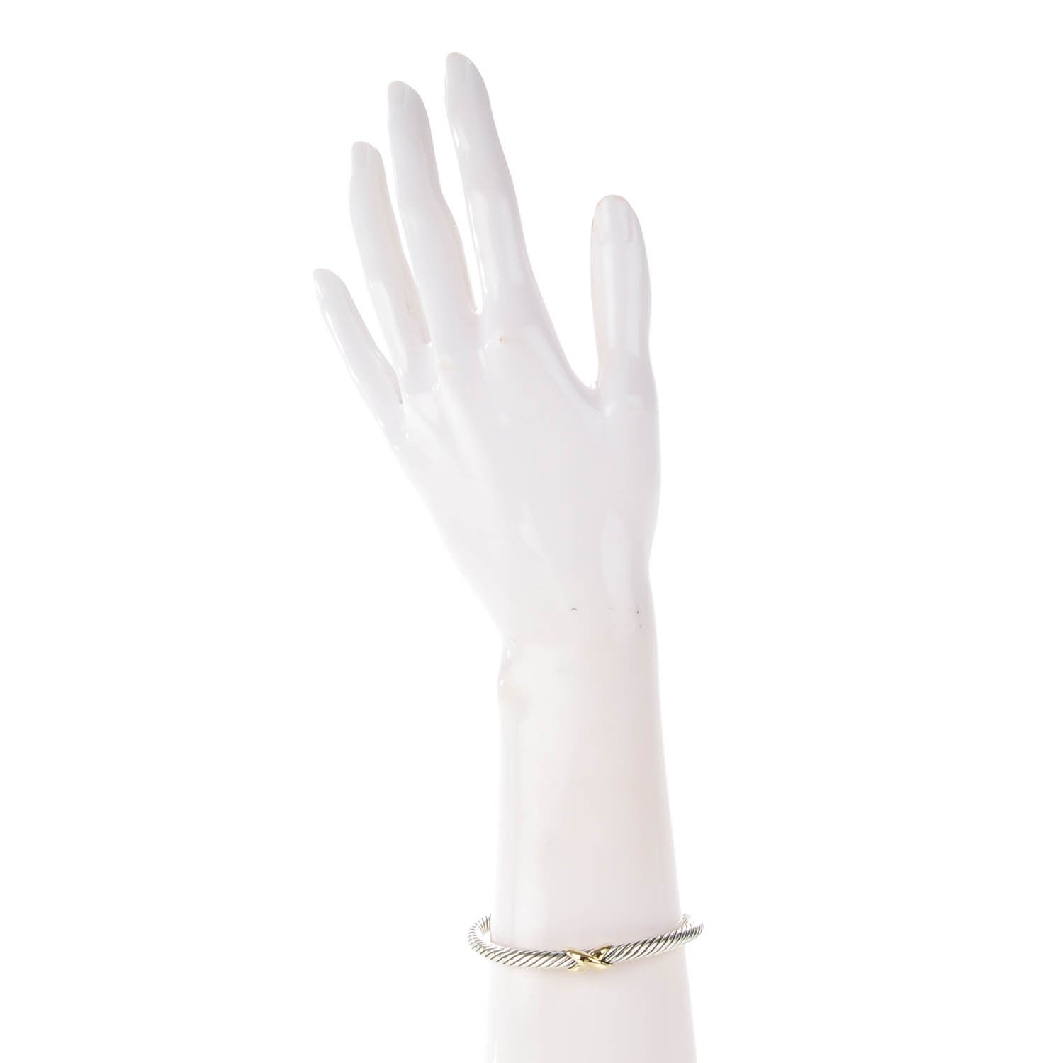 David Yurman Sterling Silver 14K Yellow Gold 5mm X Station Cable Bracelet 2 of 5