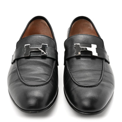 Hermes Goatskin Womens Paris Loafers 40 Black 3 of 12