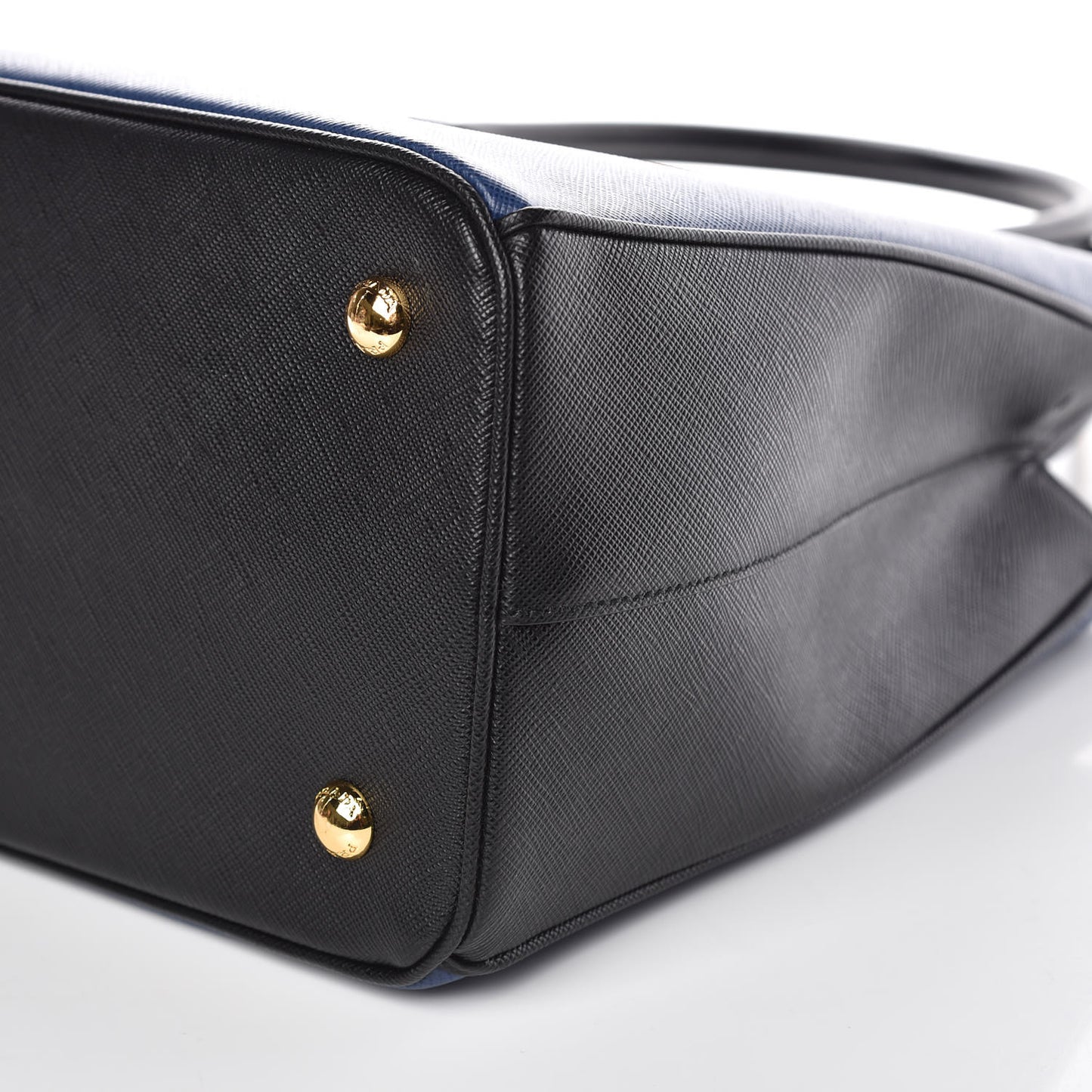 Saffiano Lux Bi-Color Medium Tote Bluette Black