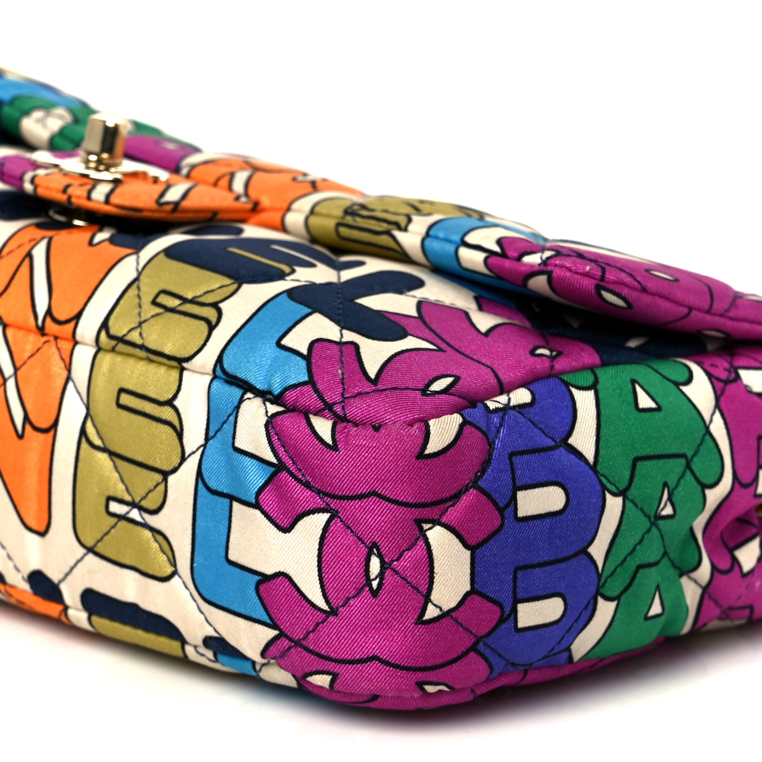 Chanel Printed Fabric Quilted Logo Single Flap Bag Multicolor